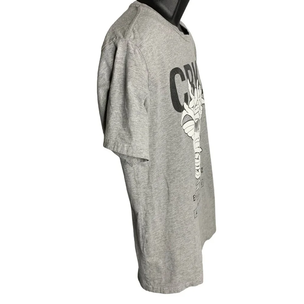 Crooks & Castles Medusa Crewneck T Shirt L Grey Short Sleeves Graphic Cotton